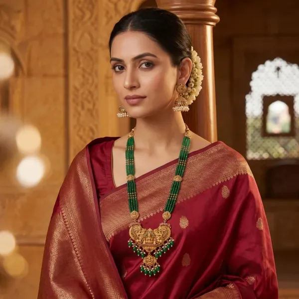 Goddess_Lakshmi_Temple_Jewellery_Set_With_Pendant_And_Jhumka_Earrings