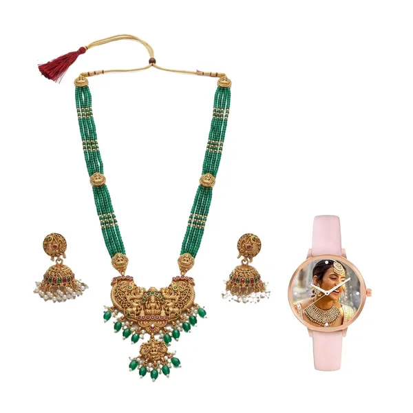Goddess_Lakshmi_Temple_Jewellery_Set_With_Pendant_And_Jhumka_Earrings