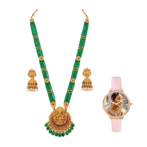 Temple_Jewellery_Set_With_Pendant_And_Jhumka_Earrings