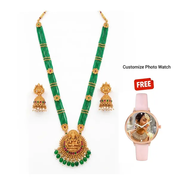 Temple_Jewellery_Set_With_Pendant_And_Jhumka_Earrings