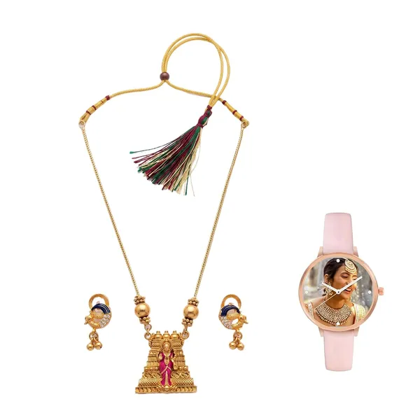 Goddess_Lakshmi_Temple_Jewellery_Set_With_Pendant_And_Jhumka_Earrings