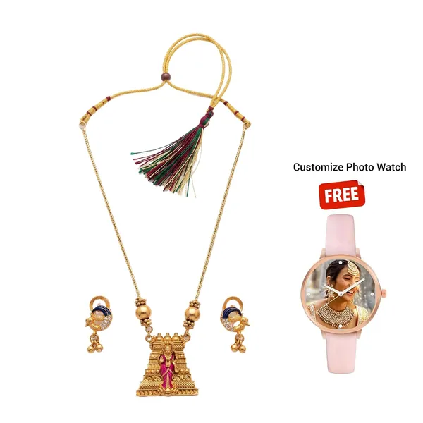 Goddess_Lakshmi_Temple_Jewellery_Set_With_Pendant_And_Jhumka_Earrings