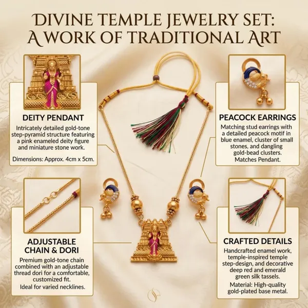 Goddess_Lakshmi_Temple_Jewellery_Set_With_Pendant_And_Jhumka_Earrings