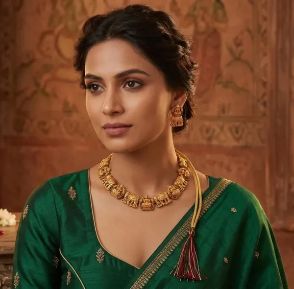 Temple_Jewellery_Set_With_Pendant_And_Earrings