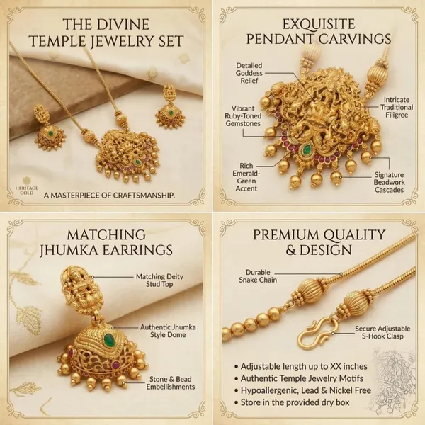 Temple_Design_Jewellery_Set_With_Pendant_And_Jhumka_Earrings