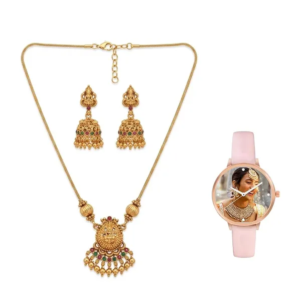 Lakshmi_Temple_Design_Necklace_Set_With_Earrings