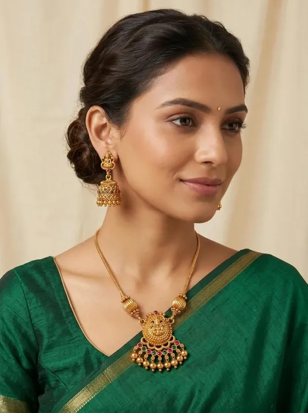 Lakshmi_Temple_Design_Necklace_Set_With_Earrings
