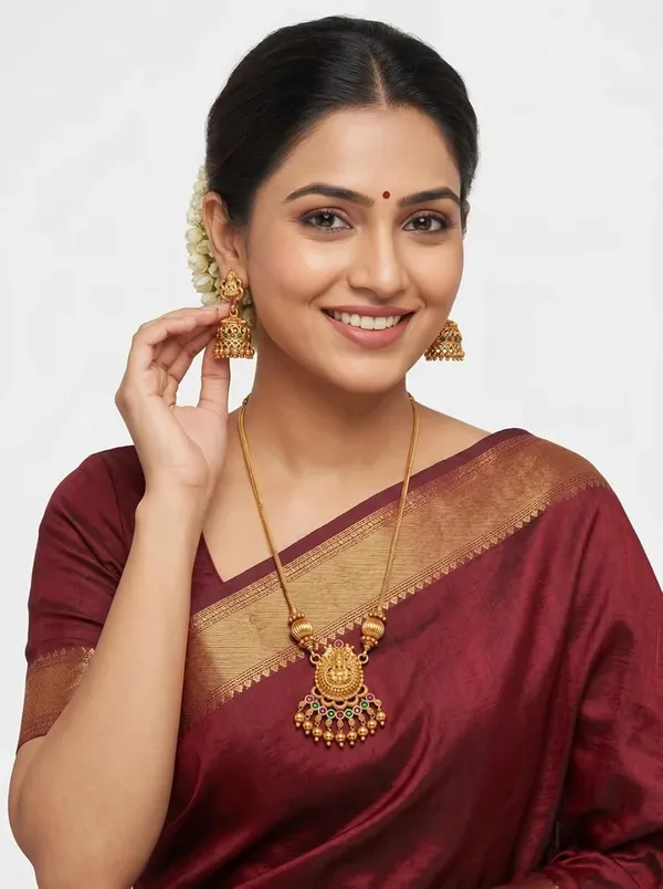 Lakshmi_Temple_Design_Necklace_Set_With_Earrings