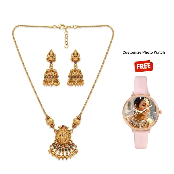 Lakshmi_Temple_Design_Necklace_Set_With_Earrings