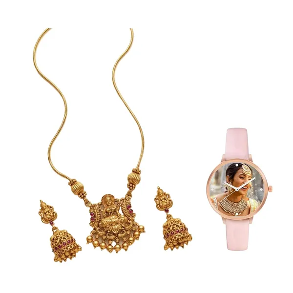 Temple_Jewellery_Set_With_Pendant_And_Jhumka_Earrings