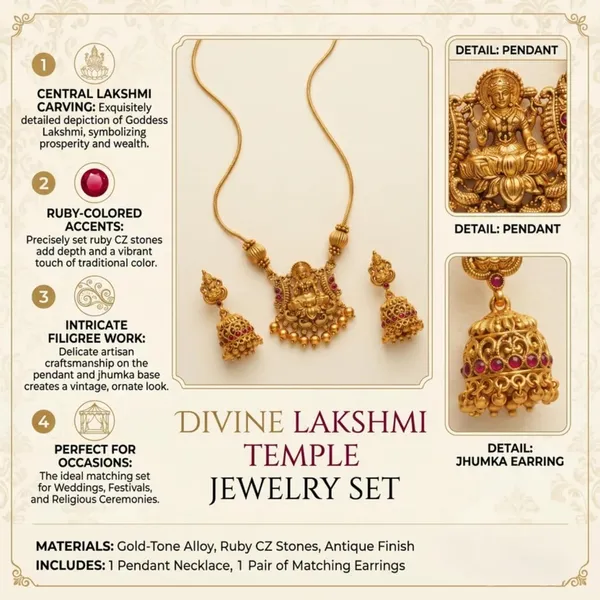 Temple_Jewellery_Set_With_Pendant_And_Jhumka_Earrings