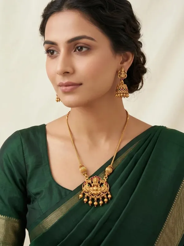 Temple_Design_Lakshmi_Ganesha_Long_Haram_Jewellery_Set_With_Jhumka_Earrings