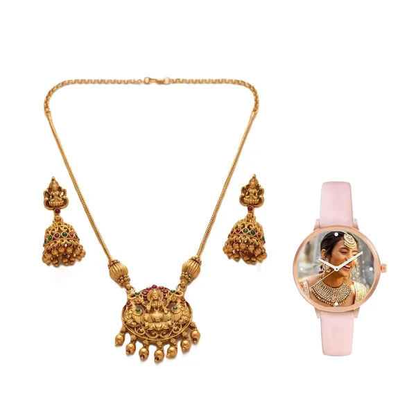 Temple_Design_Lakshmi_Ganesha_Long_Haram_Jewellery_Set_With_Jhumka_Earrings