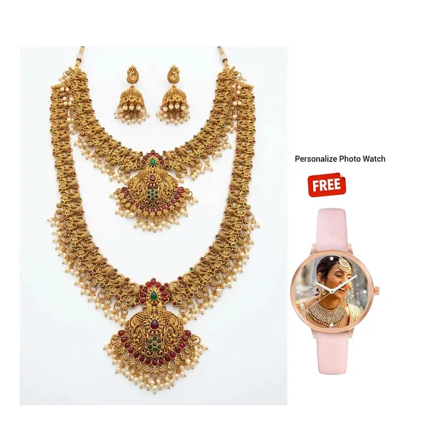 Temple_Jewellery_Set_With_Pendant_And_Jhumka_Earrings