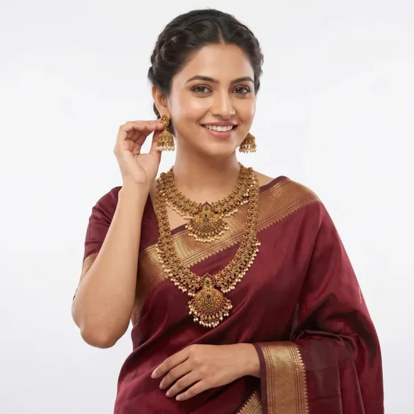 Temple_Jewellery_Set_With_Pendant_And_Jhumka_Earrings