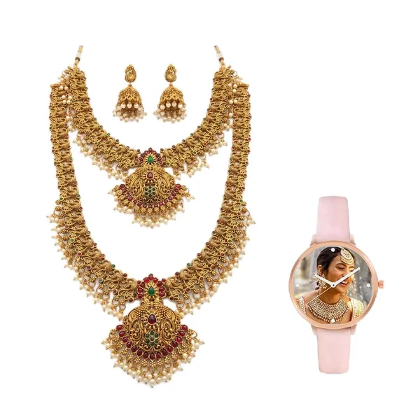 Temple_Jewellery_Set_With_Pendant_And_Jhumka_Earrings