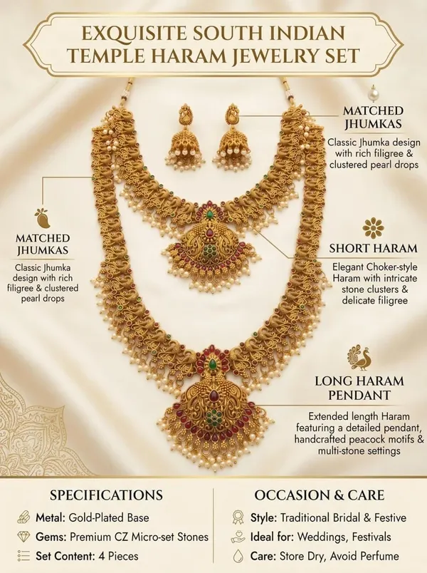 Temple_Jewellery_Set_With_Pendant_And_Jhumka_Earrings