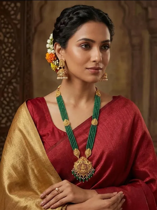 Temple_Jewellery_Set_With_Pendant_And_Jhumka_Earrings
