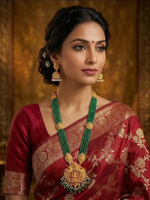 Temple_Jewellery_Set_With_Pendant_And_Jhumka_Earrings