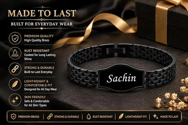 Custom_Name_Engraved_Stainless_Steel_Black_Bracelet_forMen