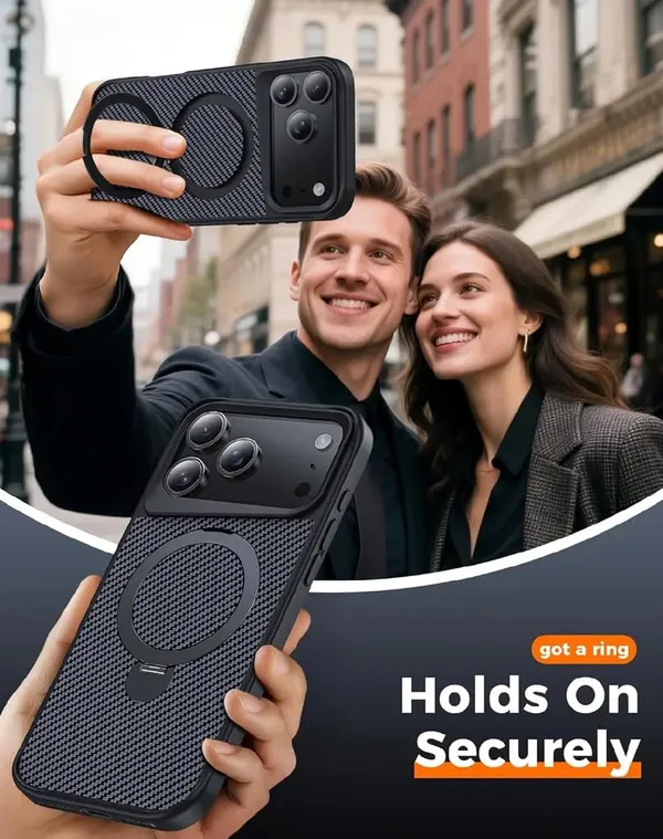 Iphone_Carbon_Black_And_Grey_Shockproof_Magnetic_Ring_Case_Combo_Set