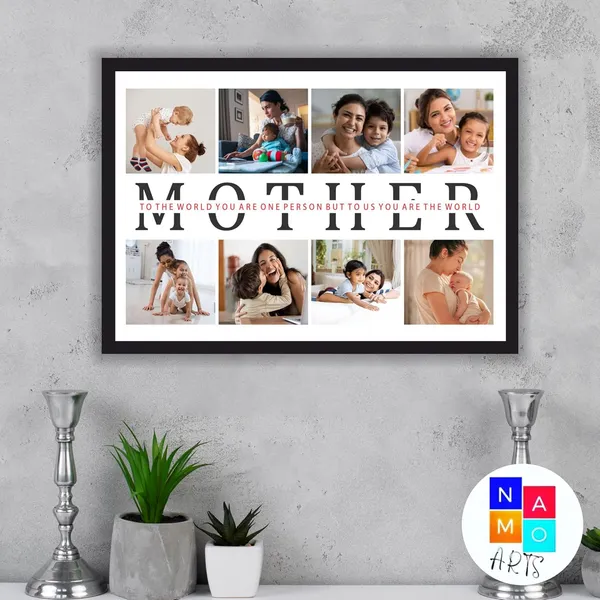 Engineered_Wood_Customized_Mother_Photo_Collage_Wall_Mount_Rectangular_Photo_Frame_Anniversary_Birthday_Wife_Husband_Sister_Brother_Gift_A4_9x12_Inch_C031_Black