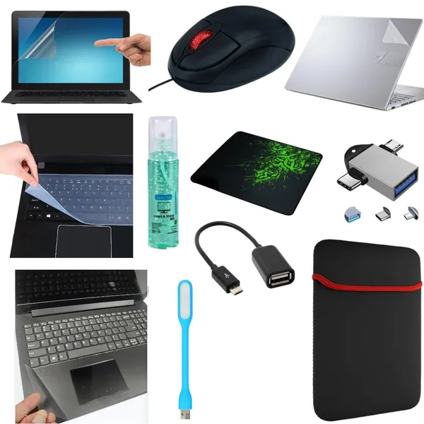 11_In_1_Combo_Screen_Guard_Keyguard_Trackpad_Protector_Body_Skin_With_Wired_Mouse_Mouse_Pad_Laptop_Sleeve_Usb_Led_Light_Otg_Adapter_Cleaning_Gel_Scratch_Resistant_Waterproof_Bubble_Free_Protection