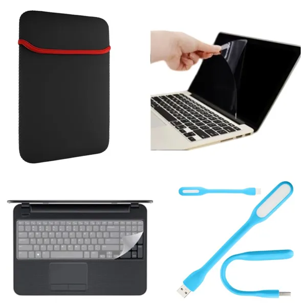Reversible_Neoprene_Laptop_Sleeve_With_Hd_Clear_Screen_Guard_Transparent_Silicone_Keyboard_Protector_And_Flexible_Usb_Led_Light_Complete_Laptop_Accessories_For_Office_Study_14_Inch