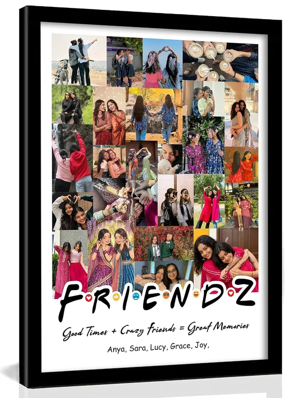 Personalized_Friendz_Collage_Multiple_Pictures_Photo_Frame_Large_Portrait_Layout_For_Friends_Girls_Cousins_School_Memories_Customized_Gift_For_Birthday_Farewell_Anniversary_Sizes_A4_A3