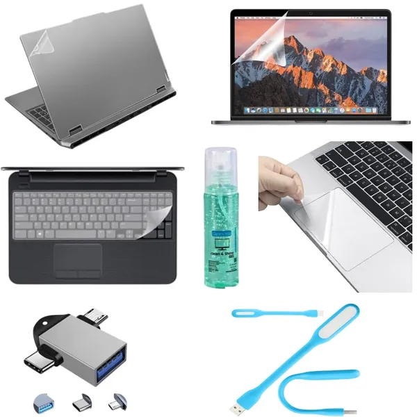 Protection_Kit_Laptop_Skin_Screen_Guard_Keyguard_Trackpad_Cleaninggel_Otg_Adapter_Usb_Led_Light_Scratch_Resistant_Bubble_Free_Installation_Dust_Protection_Accessories_14_1_Inch