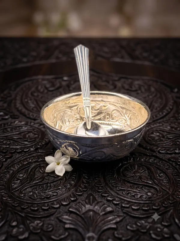 Pure_Silver_Pair_Combo_Prasadam_Bowl_with_Spoon_With_Hallmark