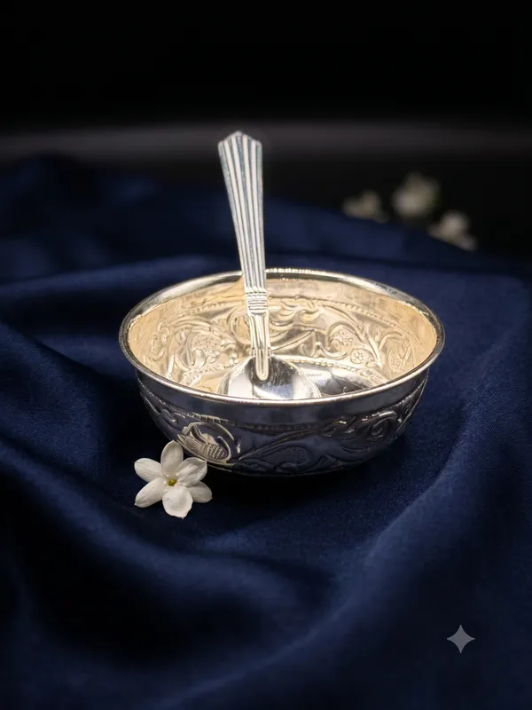 Pure_Silver_Pair_Combo_Prasadam_Bowl_with_Spoon_With_Hallmark