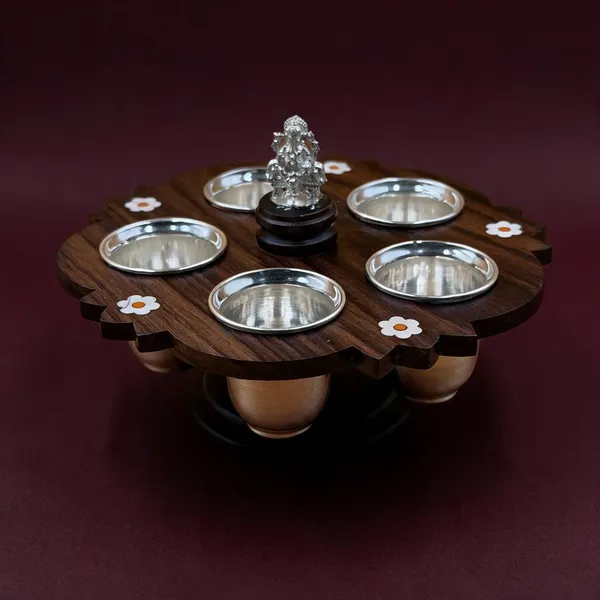 Pure_Silver_Panchamruth_Prasadam_Set_With_Wooden_Base