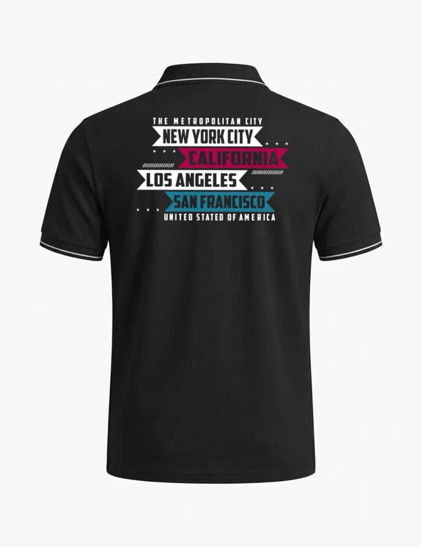 Black_Cotton_Blend_City_Print_Polo_T-Shirt_For_Unisex