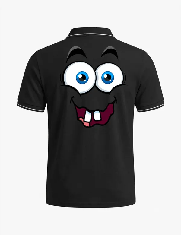 Black_Cotton-Polyester_Cartoon_Face_Graphic_Polo_T-Shirt_For_Unisex