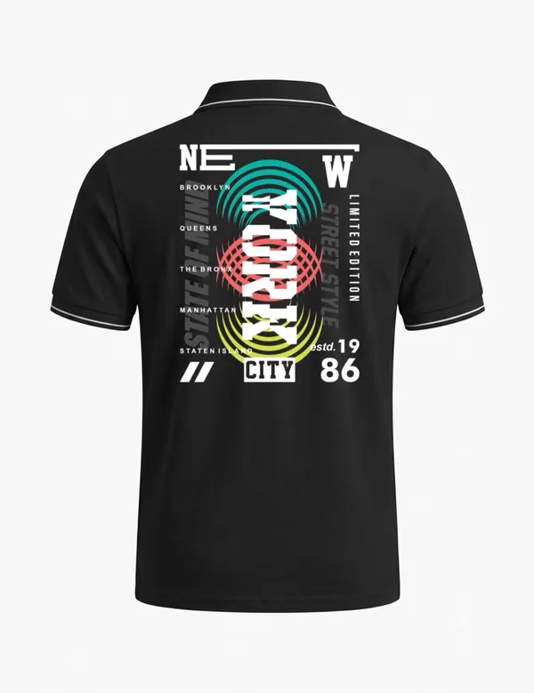 Black_Cotton_Blend_City_Graphic_Regular_Fit_Polo_T-Shirt_For_Unisex