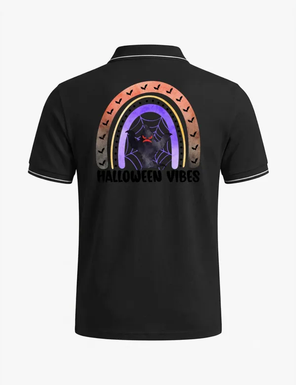 Black_Cotton-Polyester_Halloween_Graphic_Polo_T-Shirt_For_Unisex