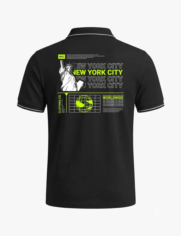 Black_Cotton_Blend_Casual_Graphic_Polo_T-Shirt_For_Unisex