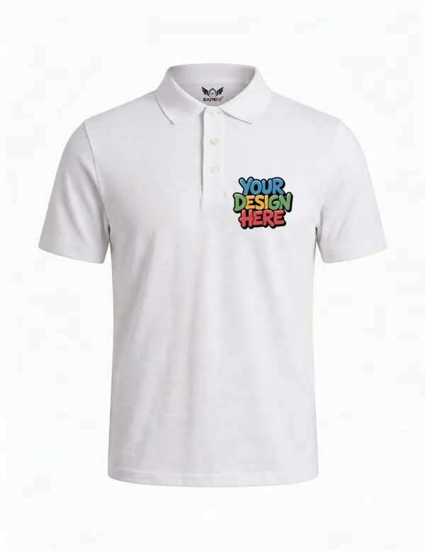 White_Cotton-Polyester_Regular_Fit_Polo_T-Shirt_For_Unisex