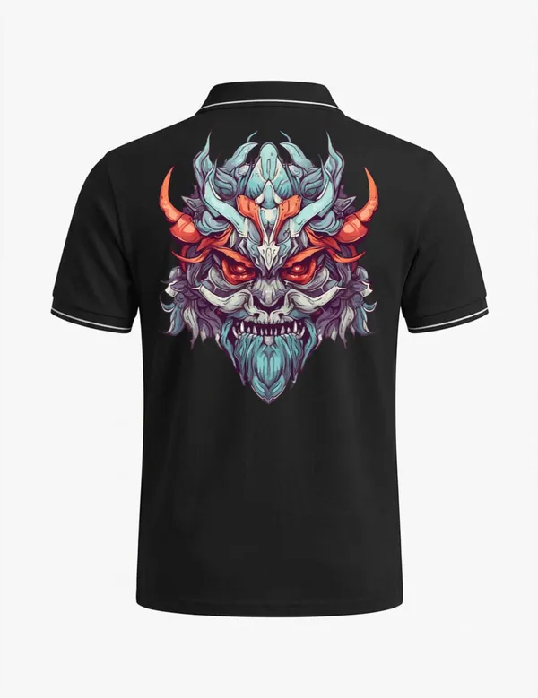 Black_Cotton_Blend_Fantasy_Creature_Graphic_Polo_T-Shirt_For_Unisex