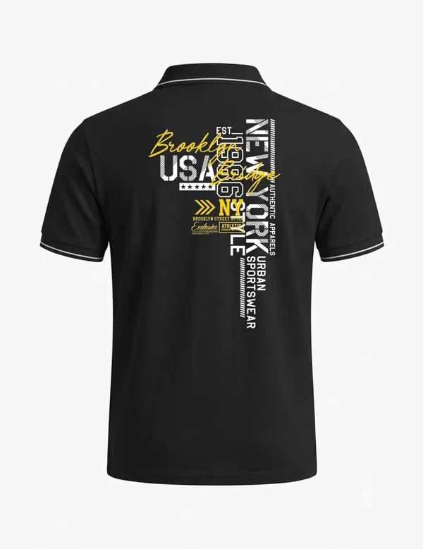 Black_Cotton_Blend_Graphic_Print_Polo_T-Shirt_For_Unisex