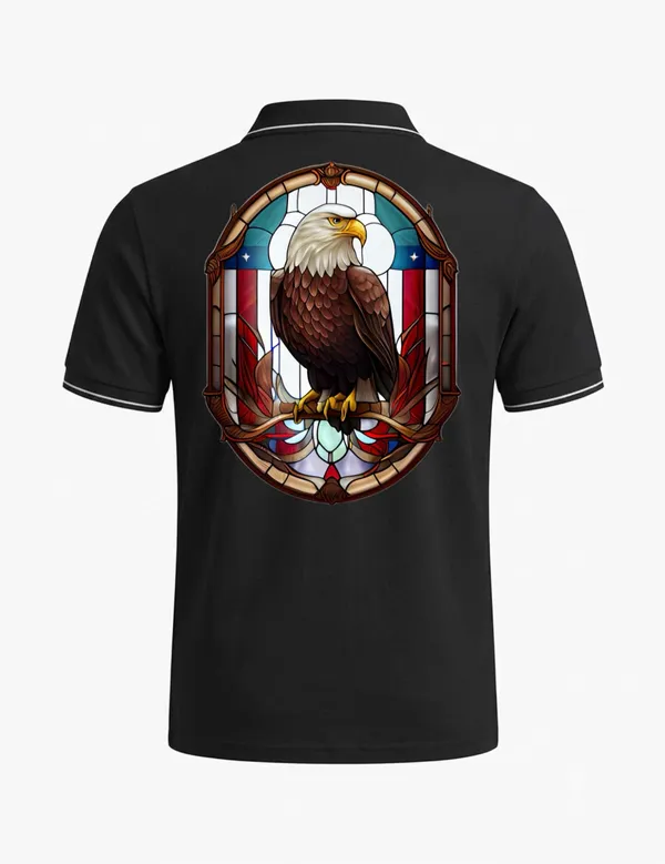 Black_Cotton_Blend_Stained_Glass_Eagle_Graphic_Polo_T-Shirt_For_Unisex