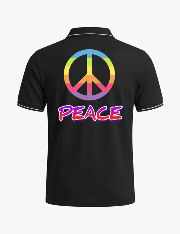 Black_Cotton_Blend_Peace_Symbol_Graphic_Polo_T-Shirt_For_Unisex