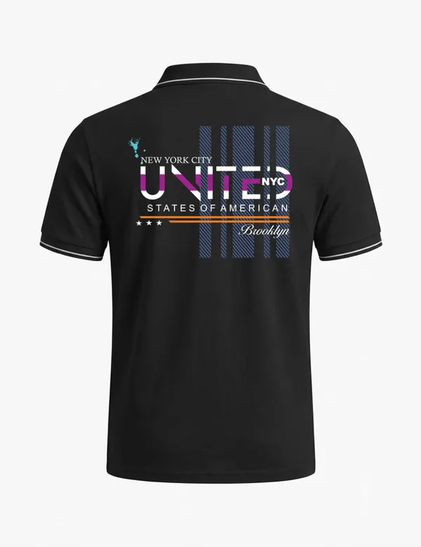 Black_Cotton_Blend_Short_Sleeve_Graphic_Polo_T-Shirt_For_Unisex