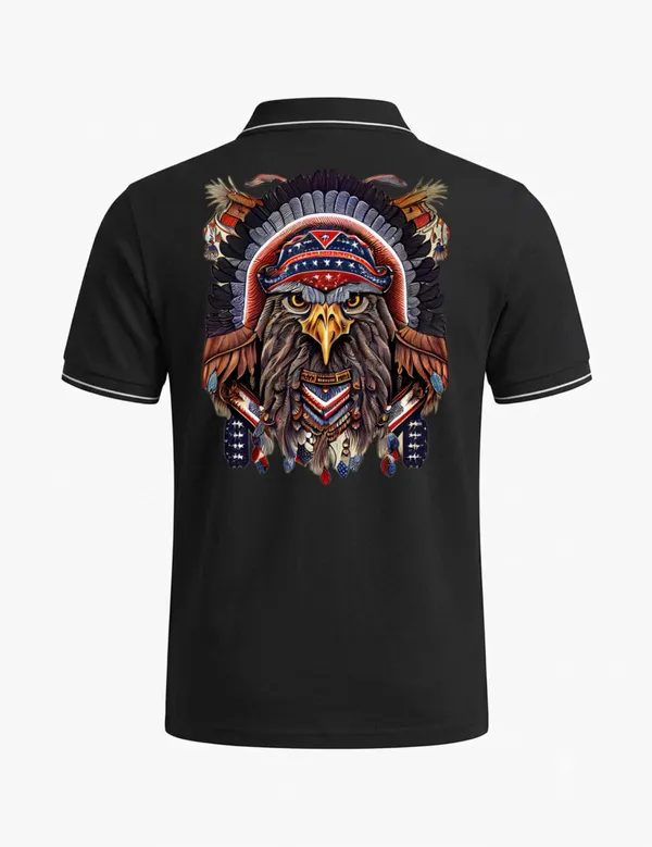 Black_Cotton-Polyester_Regular_Fit_Eagle_Printed_Polo_T-Shirt_For_Unisex
