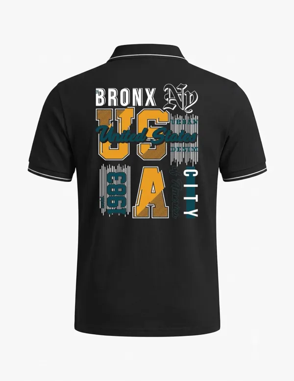 Black_Cotton_Blend_Graphic_Print_Polo_T-Shirt_For_Unisex