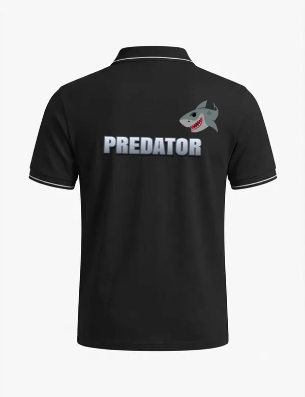 Black_Cotton-Polyester_Shark_Graphic_Polo_T-Shirt_For_Unisex