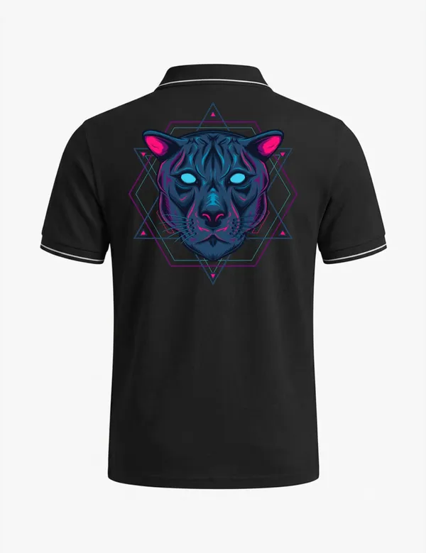 Black_Cotton-Polyester_Neon_Tiger_Graphic_Polo_T-Shirt_For_Unisex