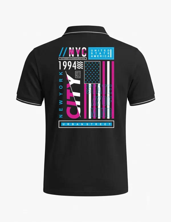Black_Cotton_Blend_Casual_Urban_Graphic_Polo_T-Shirt_For_Unisex