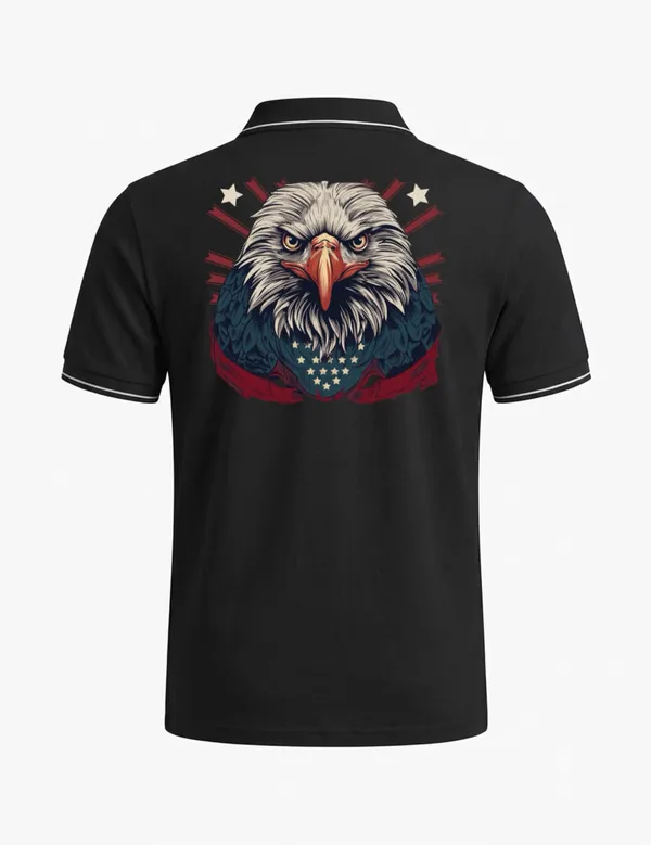 Black_Cotton-Polyester_Regular_Fit_Eagle_Graphic_Polo_T-Shirt_For_Unisex